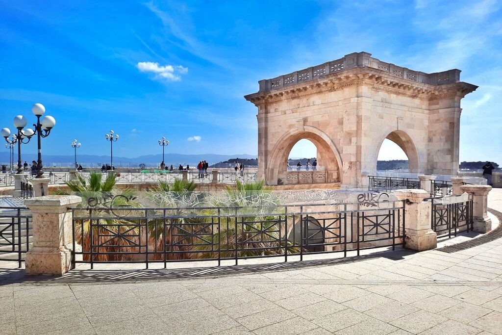 The iconic Bastione di Sant-Remy for Cannabis in Cagliari Travel Guide.