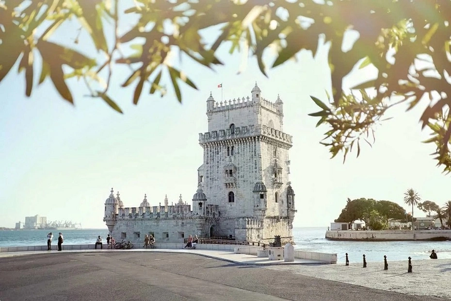 The Belem Tower on the banks of Tagus River in Lisbon, Portugal.