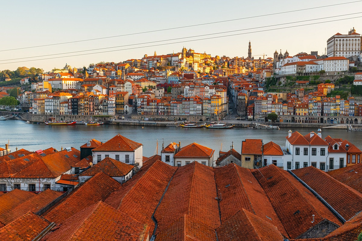 Panoramic view of the city of Porto from Vila Nova Gaia in Porto, Portugal