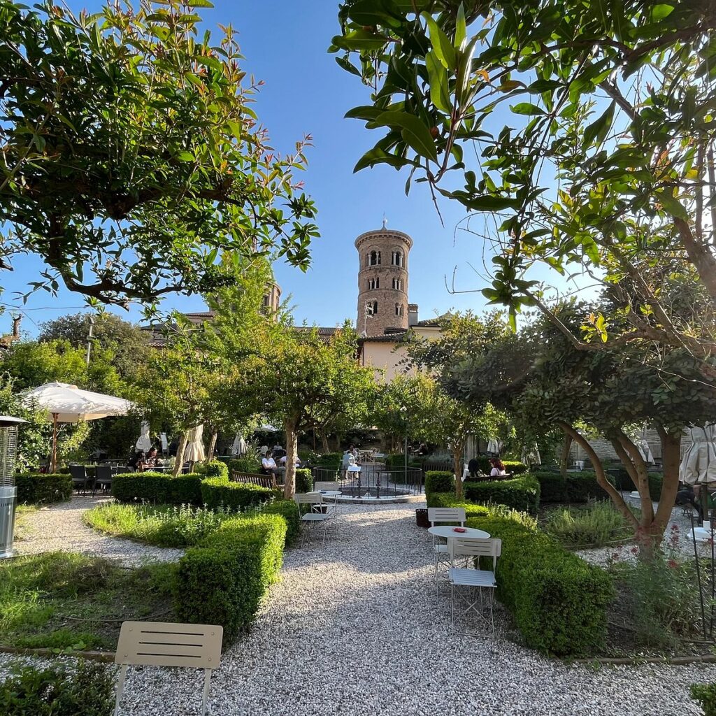 weed in Ravenna internal courtyard