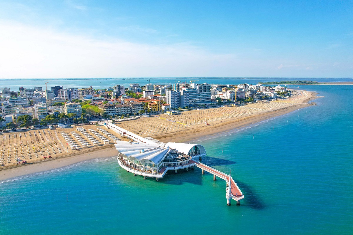 Aerial view of the beach resort and Terrazza a Mare for Cannabis in Lignano Sabbiadoro Travel Guide.