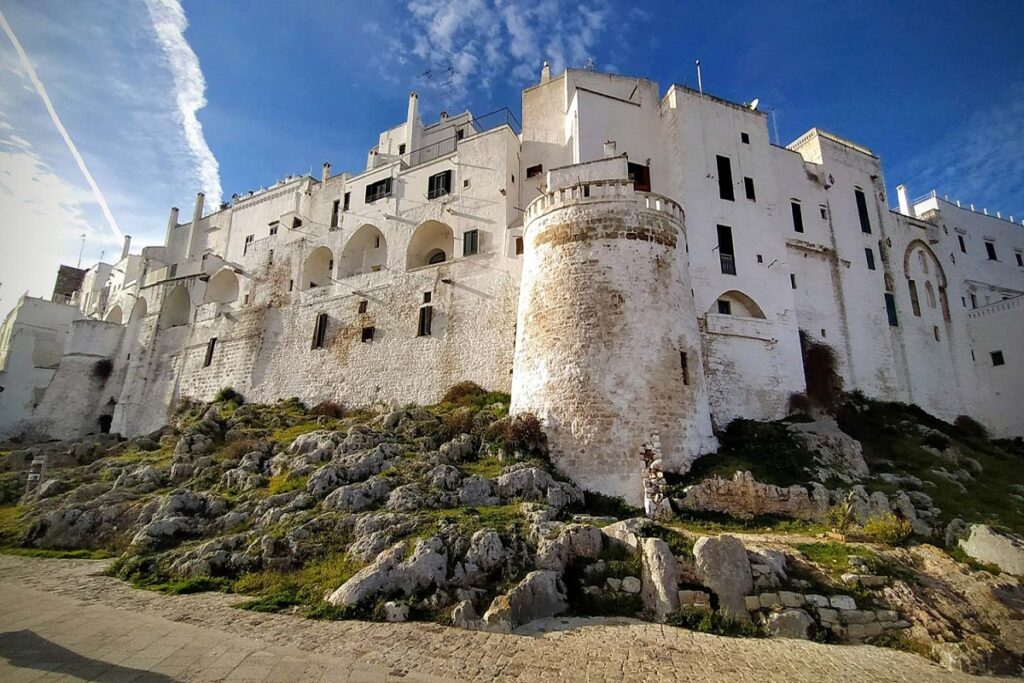 The white walls of city center in Ostuni, Puglia, Italy. 