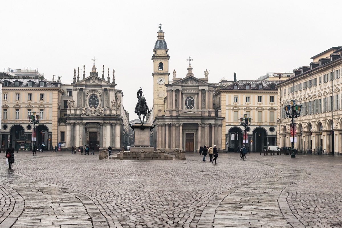 The twin churches of Piazza San Carlo for Cannabis in Turin Travel Guide.