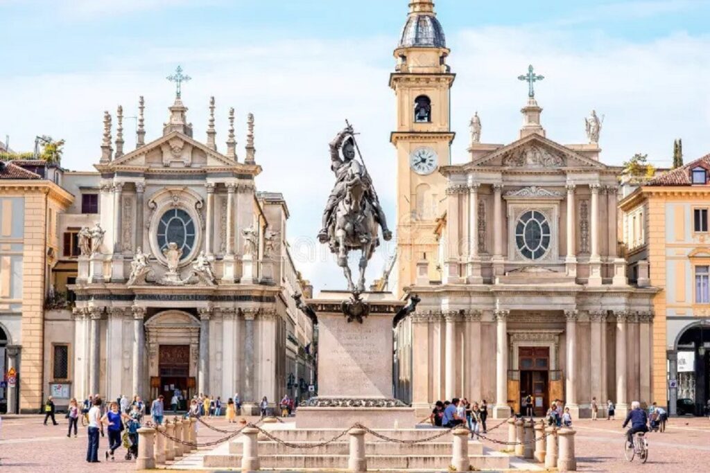 The Twin churches of Piazza San Carlo for Cannabis in Turin Travel Guide.
