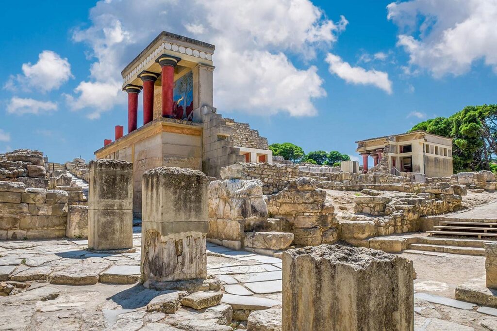 The Knossos Palace in Heraklion on a sunny summer day.