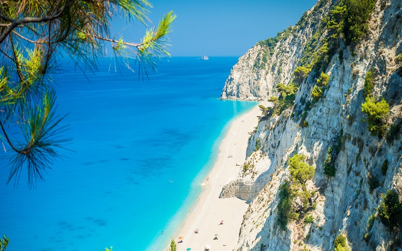 lefkada cliffisde view with azure waters