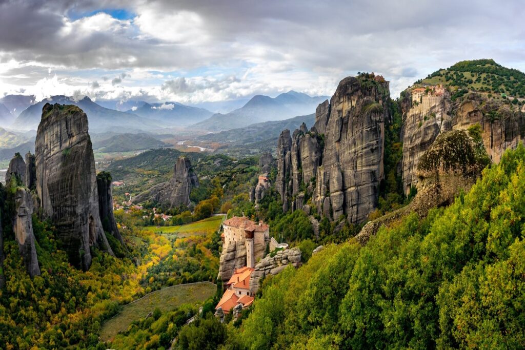 Scenic landscape with mountains for Cannabis in Mainland Greece Travel Guide.