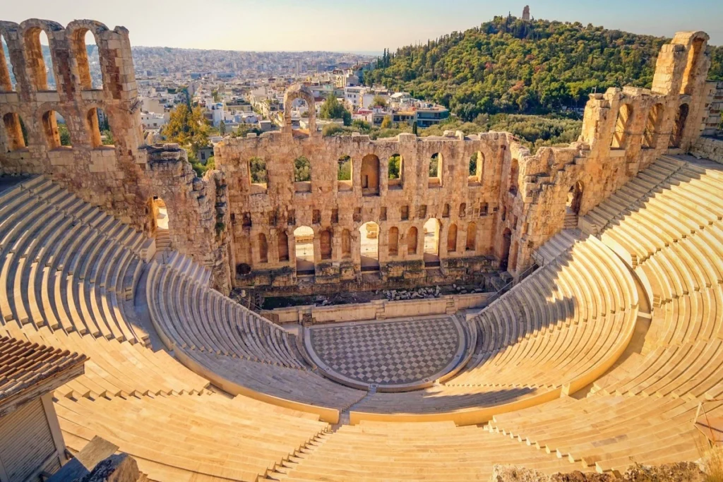 The Odeon of Herodes Atticus found in Athens, Greece.