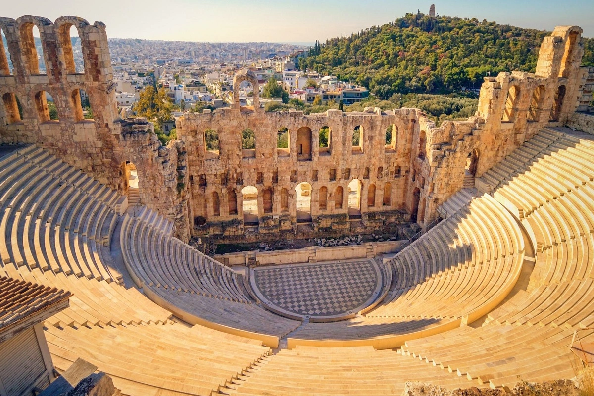 The Odeon of Herodes Atticus found in Athens, Greece.