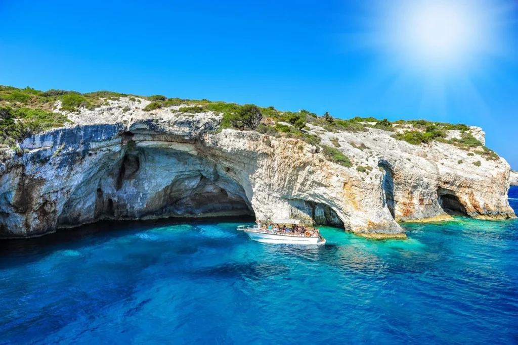 The Keri Caves and turquoise waters of Zakynthos island, Greece.
